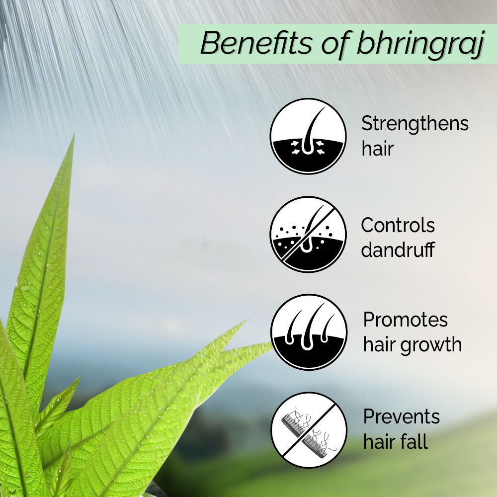 Bhringraj Mist, Prevent Hair Fall. Boost Hair Growth, Non-greasy. No alcohol or preservatives added.<h6>
