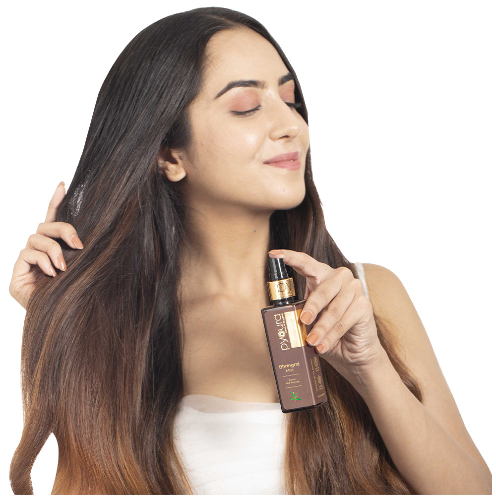 Bhringraj Mist <h4>Prevent Hair Fall. Boost Hair Growth <h4> <h6> Non-greasy. No alcohol or preservatives added.<h6>