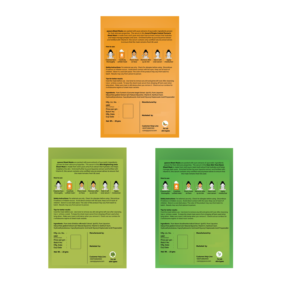 Pyoura Face Sheet Mask Skin Clarifying Kit <h4> Skin-Refreshing & Revitalizing<h4> <h6> Made from ayurvedic ingredients that preserves their skin caring activies without adding chemicals or preservatives.<h6>