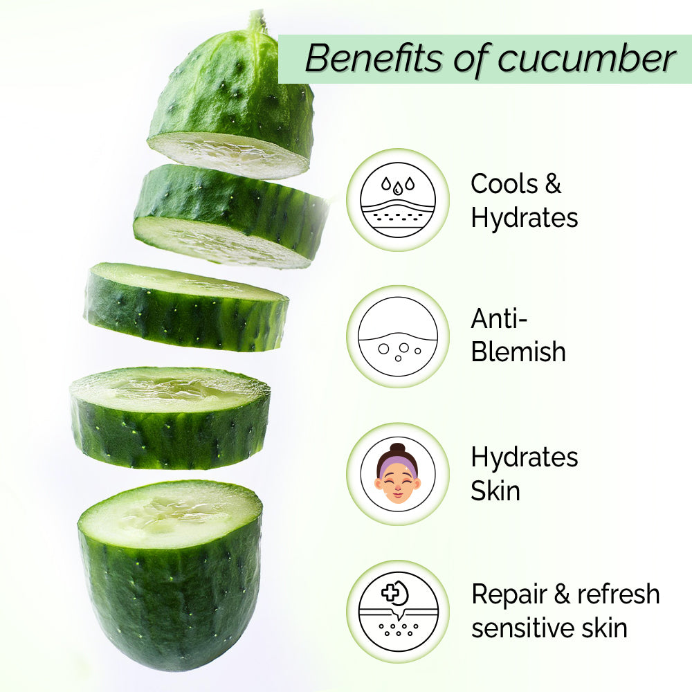 Cucumber Hydrating Combo: Face Toner Mist Serum (100ml) + Sheet Mask (Pack of 1)<h4>Cools & Refreshes, For Sunburn Relief & Under Eye Care<h4> <h6> Both products are 100% vegan, cruelty-free & free from alcohol & parabens <h6>