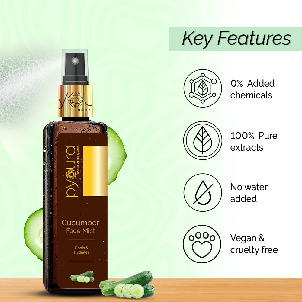 Cucumber Hydrating Combo: Face Toner Mist Serum (100ml) + Sheet Mask (Pack of 1)<h4>Cools & Refreshes, For Sunburn Relief & Under Eye Care<h4> <h6> Both products are 100% vegan, cruelty-free & free from alcohol & parabens <h6>