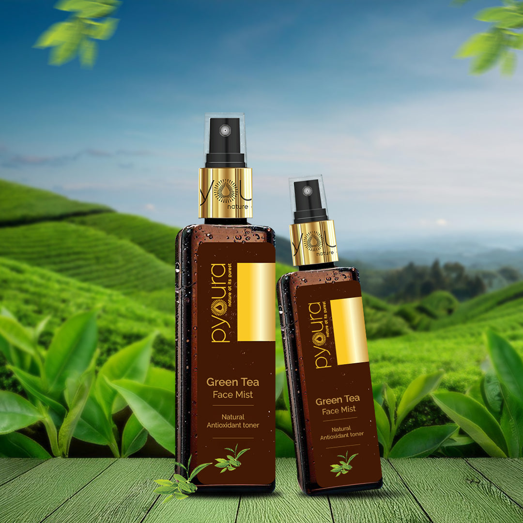 100% pure extract of garden fresh tea leaves <h4> Natural Antioxidant <h4> <h6> Alcohol Free, 100% natural, easy-to-use mist spray Green tea toner<h6>