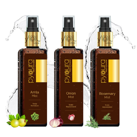 Super Acting Hair Mist Combo <h4> Pure extracts of amla, onion & rosemary <h4> <h6> Pack of 3 each 100 ml<h6>