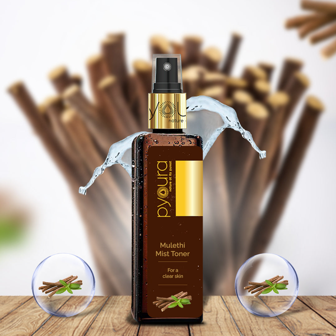 100% pure extract of Mulethi <h4> For a clear skin<h4> <h6> Alcohol Free, 100% natural, easy-to-use mist spray Mulethi toner<h6>