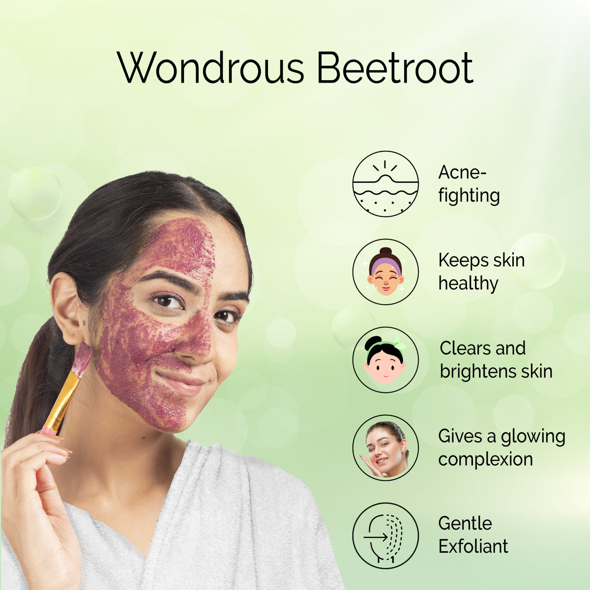 Beetroot powder <h4> 100% Natural | Hygienically Dried | Face Pack for Clear Healthy Rosy Skin <h4><h6>Made from hygienically dried fresh beetroot that preserves their skin caring activies without adding chemicals or preservatives.<h6>