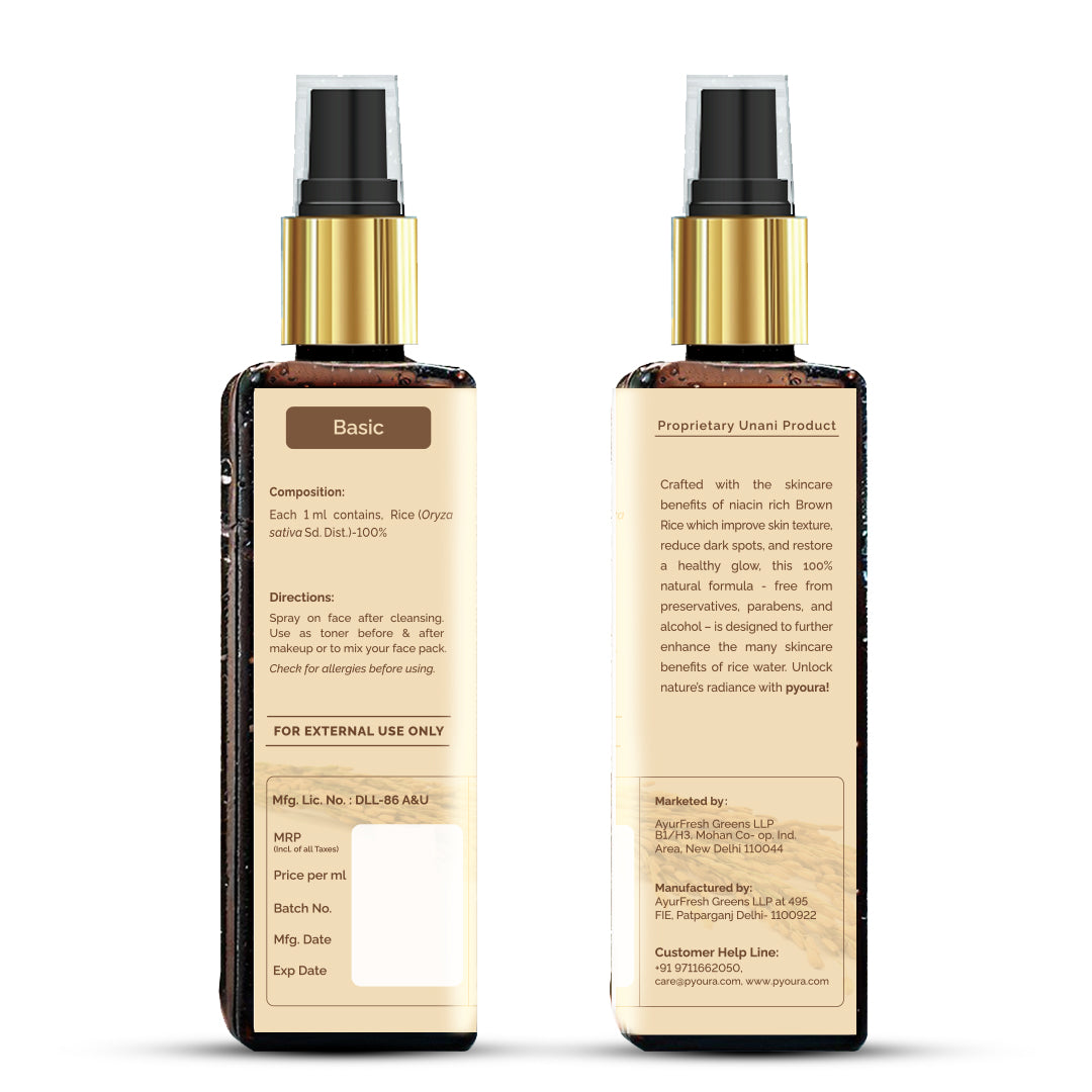 100% pure extract of Niacin Rich Brown Rice Face Toner<h4> hydrating toner<h4> <h6> Alcohol Free, 100% natural, easy-to-use mist spray rice toner<h6>