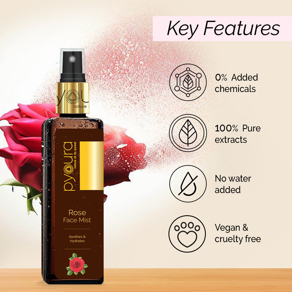 Rose Face Toner Mist <h4>Soothes & hydrates dry skin. <h4><h6> 100% pure extract of fresh rose petals.  No Water. No Steam<h6>