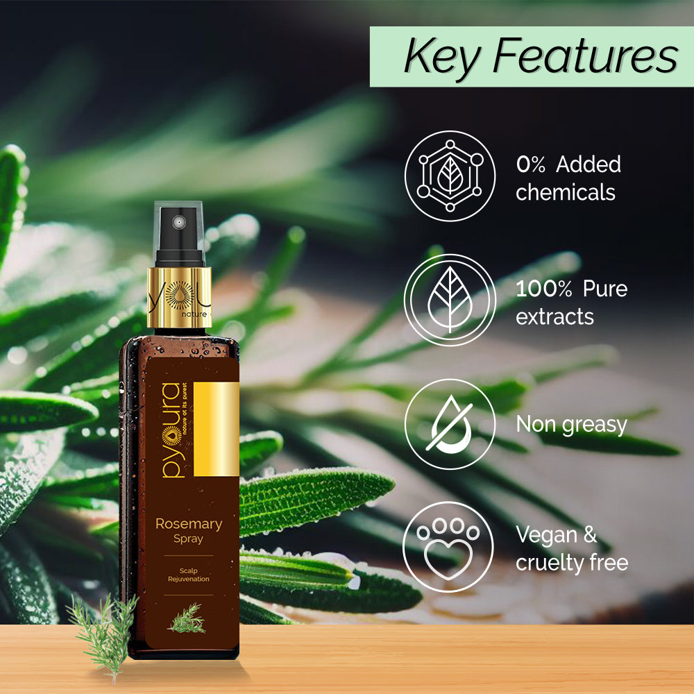 Rosemary Hair Mist, For Hair Growth & Hair Fall Control. 100% Pure Rosemary Leaf Extract. Non-greasy. No alcohol or preservatives added