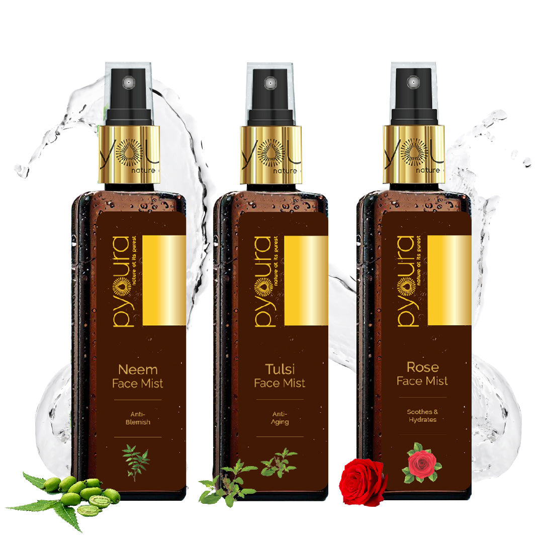 Neem + Tulsi + Rose Mist Combo <h4> A soothing, easy-to-use skincare kit for managing fine lines and dark spots. <h4> <h6>100 ml each Pack of 3<h6>