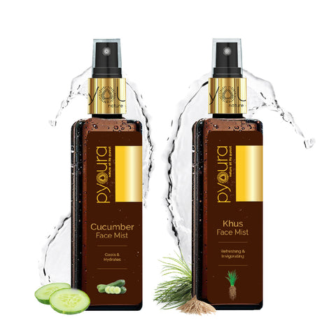 Cucumber & Khus Face Mist Summer Skincare Kit<h4> Soothe Hydrate & Refresh with these 100% pure, alcohol free extracts<h4><h6>100 ml each Pack of 2<h6>