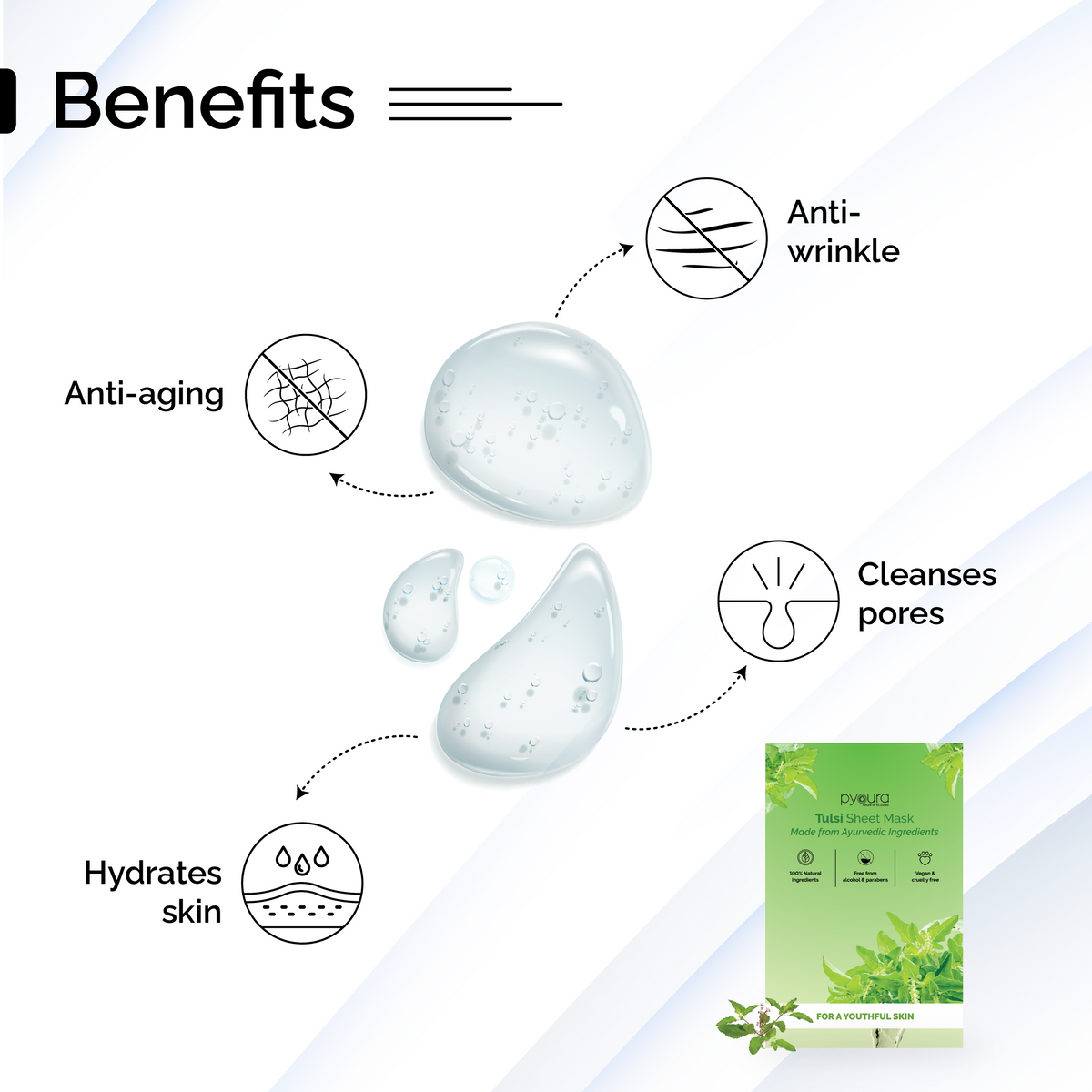 Tulsi Healing Sheet Mask <h4>Refreshes Skin, Manages Fine Lines<h4> <h6>  The serum in this sheet mask is made from 100% pure and stain free tulsi leaf extract that hydrates and helps manage fine lines. <h6>