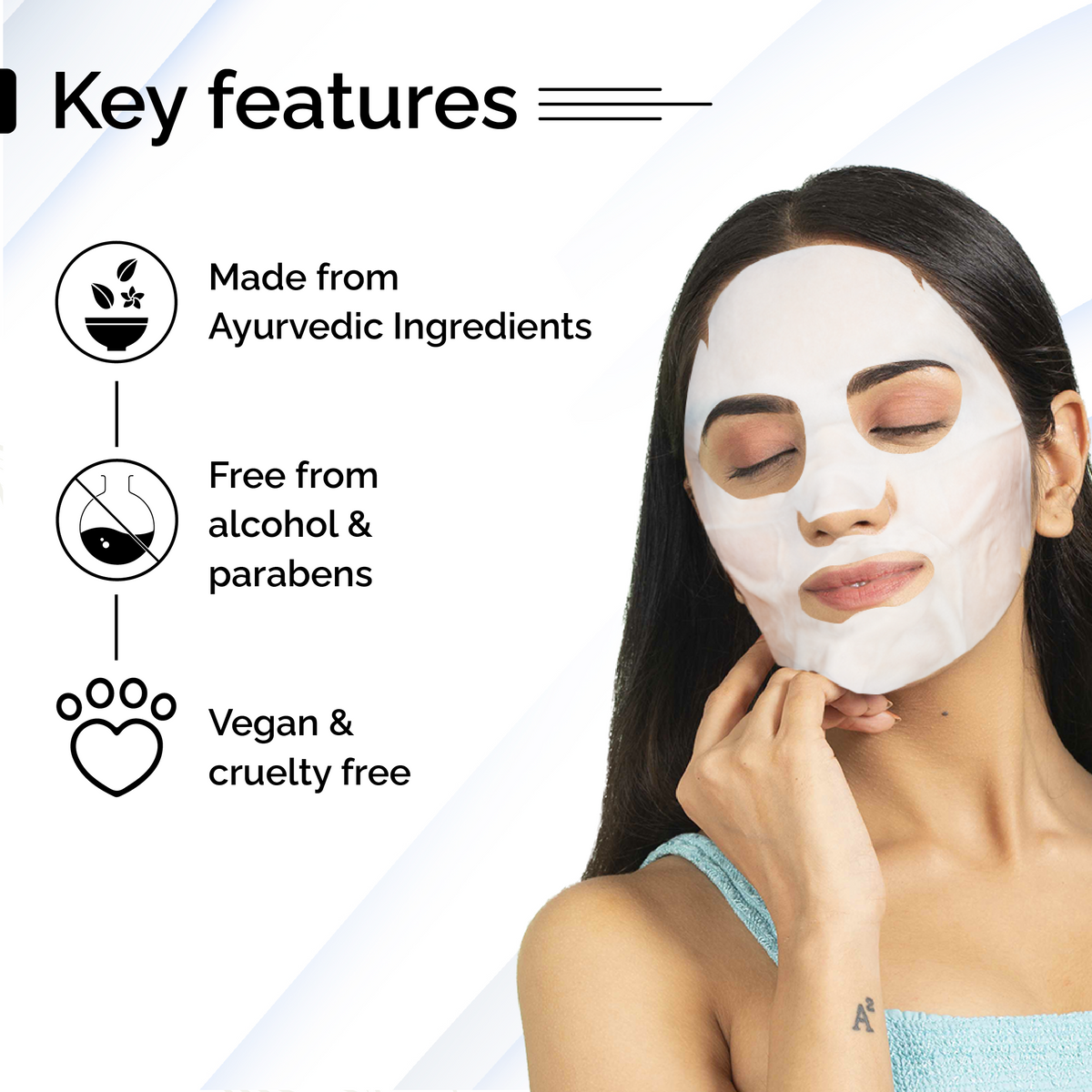 Tulsi Healing Sheet Mask <h4>Refreshes Skin, Manages Fine Lines<h4> <h6>  The serum in this sheet mask is made from 100% pure and stain free tulsi leaf extract that hydrates and helps manage fine lines. <h6>