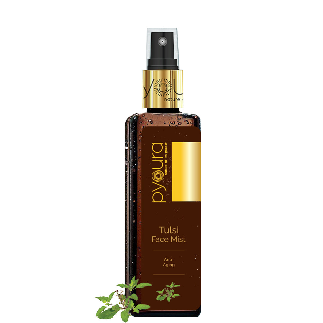 Anti Aging Toner Tulsi Face Mist. Manages Fine Lines and Wrinkles. Alcohol Free, 100% natural, easy-to-use mist spray tulsi toner.
