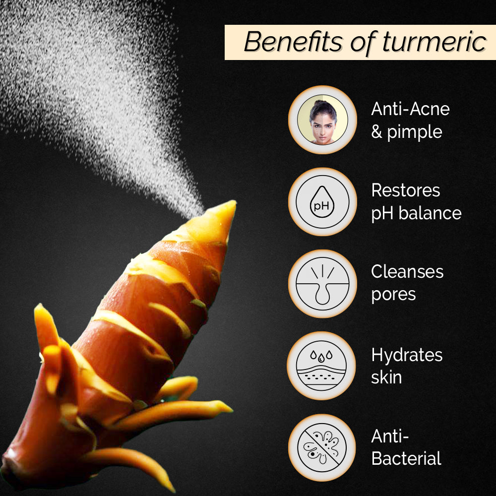 Turmeric Toner Face Mist <h4> For Acne & Pimple Control, pH balance & Clear Skin <h4>  <h6>Alcohol Free, 100% natural, stain free, easy-to-use mist spray turmeric toner<h6>