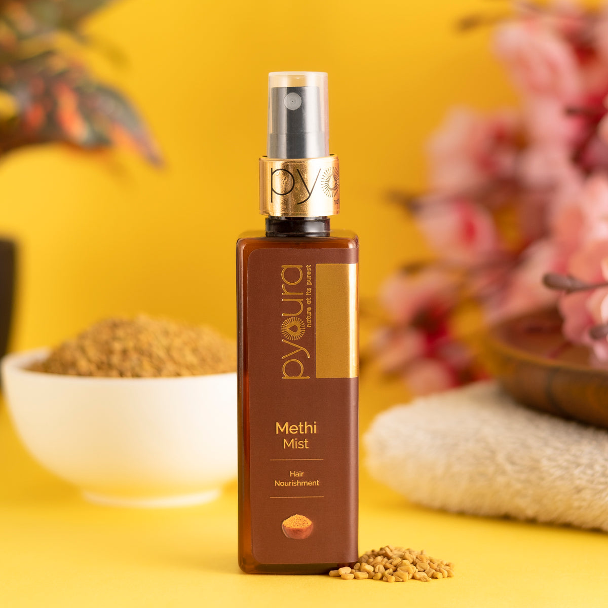 Methi Mist, For soft n shiny hair.  Fight dandruff, No alcohol or preservatives added.  Non-greasy