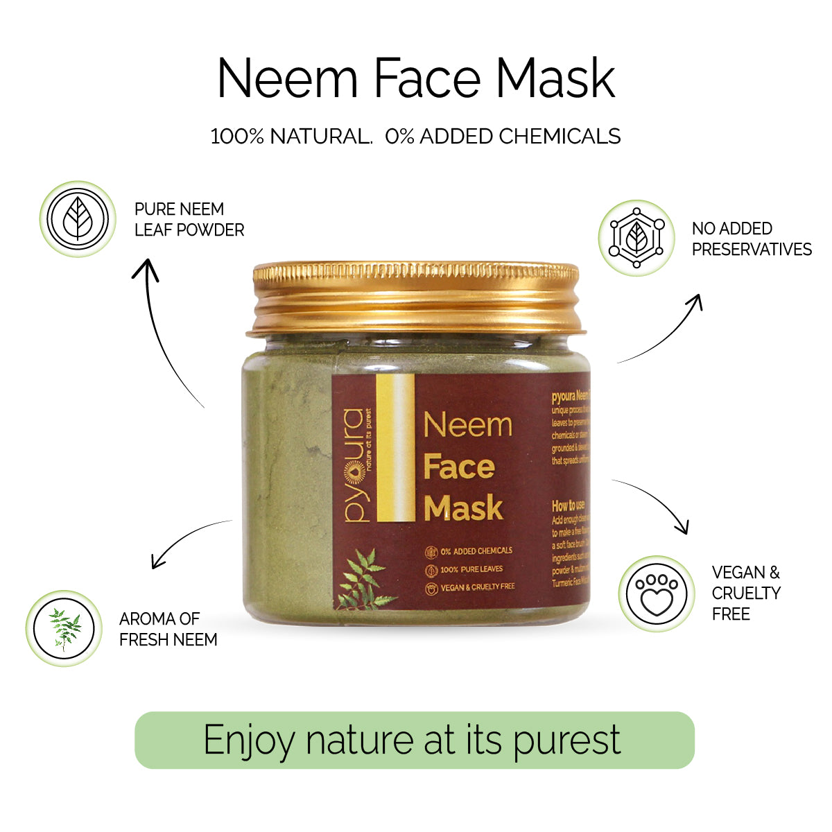 Neem Face Mask <h4>The anti-bacterial power of neem for clear skin<h4><h6> Hygienically dried to preserve the skin caring actives.  No preservatives added.<h6>