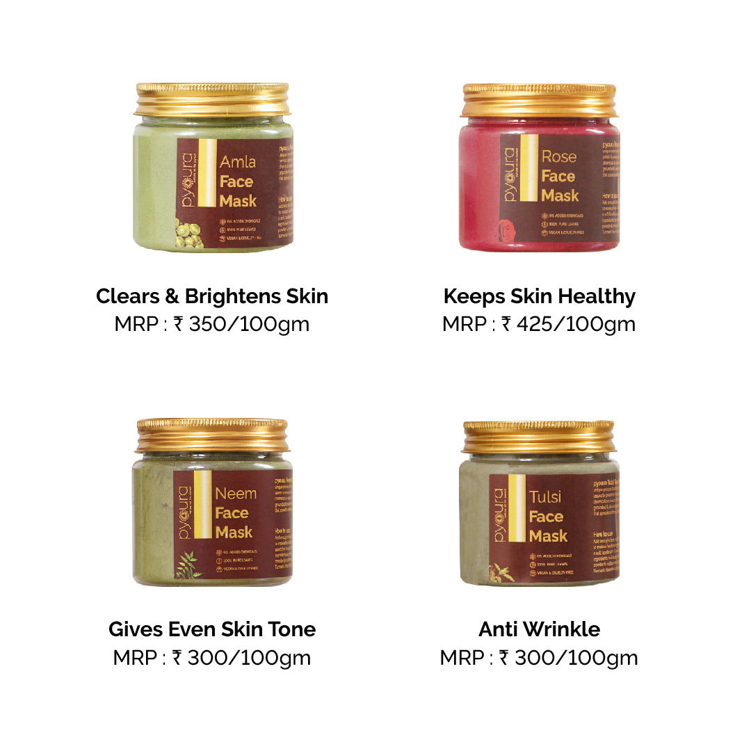 100% Natural Chemical Free Face Masks <h4>The anti-bacterial power for clear skin<h4><h6> Hygienically dried to preserve the skin caring actives.  No preservatives added.<h6>