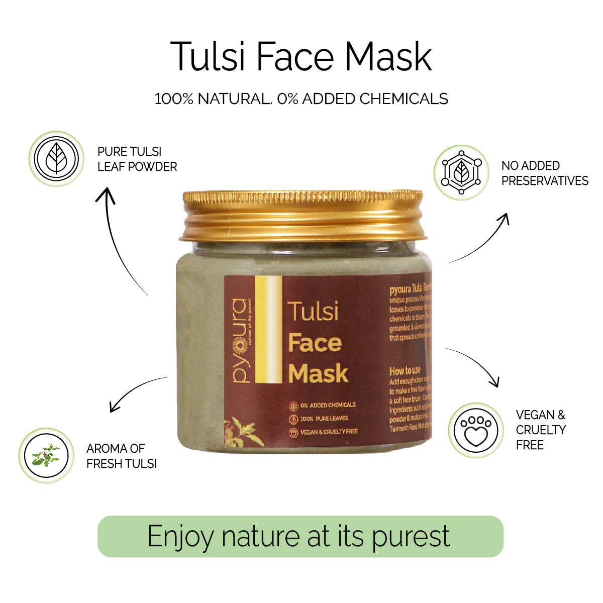 Tulsi Face Mask <h4> Harness the anti-oxidating power of tulsi for a youthful skin<h4><h6>Uniquely dried to preserve their skin caring activites.  No preservatives added.<h6>